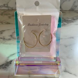 Clip on 1.5 inch gold hoop earrings